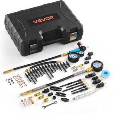 VEVOR drukverliesmeter voor motorcilinders, manometer (0-700 psi), lekmeter (0-100 psi), cilinderdrukmeter met 4 adapters, compressietestkit voor auto's, druktesten en lekmeting