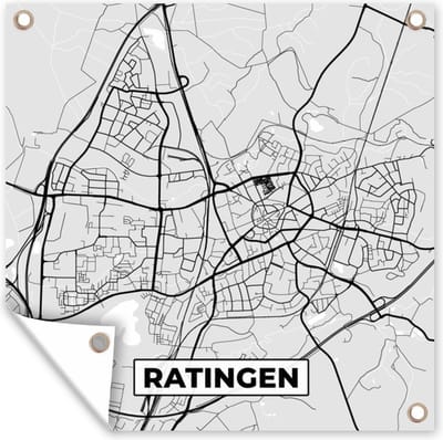Tuin poster Duitsland - Plattegrond - Ratingen - Kaart - Stadskaart - 200x200 cm - Tuindoek