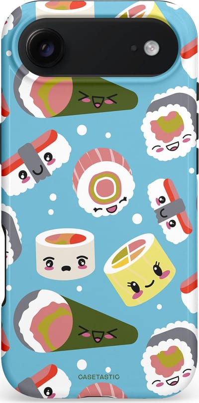 Casetastic hoesje geschikt voor Apple iPhone Air - MagSafe - Dubbellaagse bescherming - Sushi mania - Fashion Case - Lichtblauw Grijs Wit