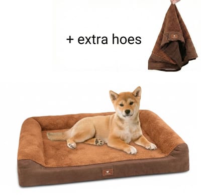 Meritosh© luxe orthopedisch hondenkussen M 91x69cm - Hondenmand met wasbare waterdichte hoes - Zacht hondenbed voor kleine en middelgrote honden honden - Bruin
