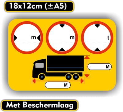 Jerma - Voertuig Afmetingen - Sticker – 18 x 12 cm - Weerbestendig - Zelfklevend - Kras bestendig