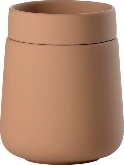 Zone Denmark Nova One Badkamer Beker met Deksel - Toilet & Badkamer Accessoires voor Wattenschijfjes, Make-up of Sieraden - 290 ml - 10,5 x 8,4 cm - Mandarine
