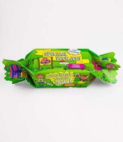 Snoeptoffee - Speciaal voor jou - Gevuld met Drop - In cadeauverpakking met gekleurd lint