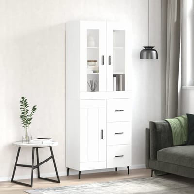 vidaXL - Hoge - kast - 69,5x34x180 - cm - bewerkt - hout - wit
