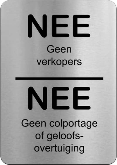 Brievenbusbordje RVS-look - Nee geen verkopers, NEE geen colportage - incl. 3M-tape | Gratis Verzending