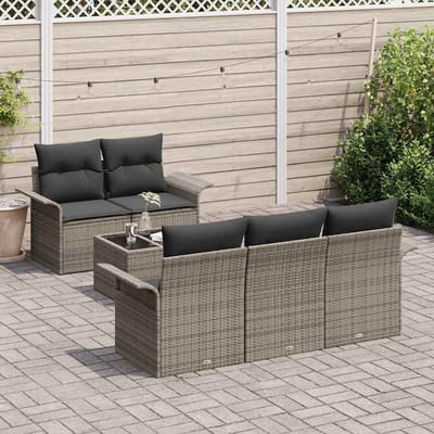 vidaXL Tuinbank Set met kussen met opslag 6 pcs Grijs 55 x 55 x 37 cm