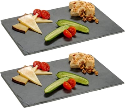 2x stuks leisteen serveerplanken 20 x 30 cm - Serveerbladen/dienbladen van leisteen