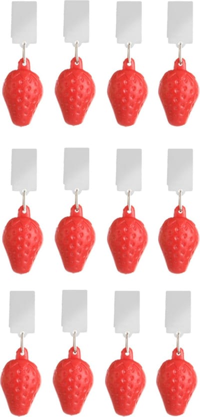 Esschert Design Tafelkleedgewichten aardbeien - 12x - rood - kunststof - voor tafelkleden en tafelzeilen