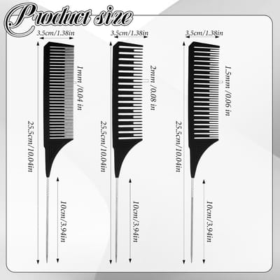 Set van 3 Professionele Highlight- en Stylingkammen in Diverse Maten voor Kapsalon en Thuisgebruik