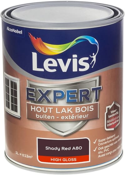Levis - Expert Hout Lak Buiten High Gloss Mix - Shady Red A80 - Mengverf - 1 L