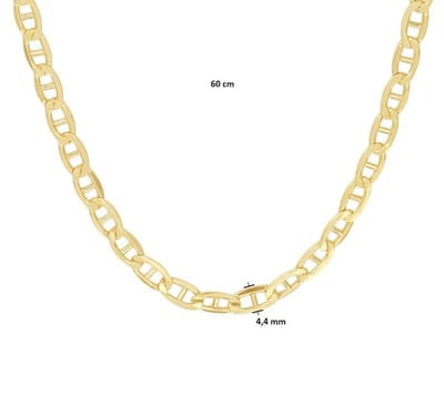 Goud met Zilveren Kern Collier anker 4 5000225 60 cm
