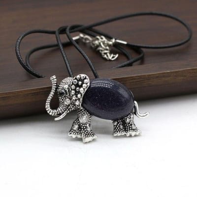 Natuursteen Dier Hanger Ketting Schattige Olifant Natuurlijke Agaten Steen Hanger Ketting Voor Vrouwen Sieraden Beste Cadeau 45x30mm black