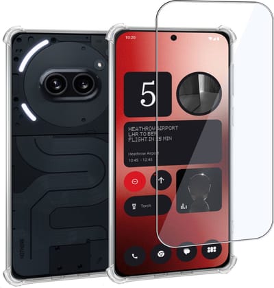 Geschikt voor Nothing Phone 2a / 2a Plus - Hoesje + Screenprotector – Gehard Glas Cover + Shock Proof Case - Transparant