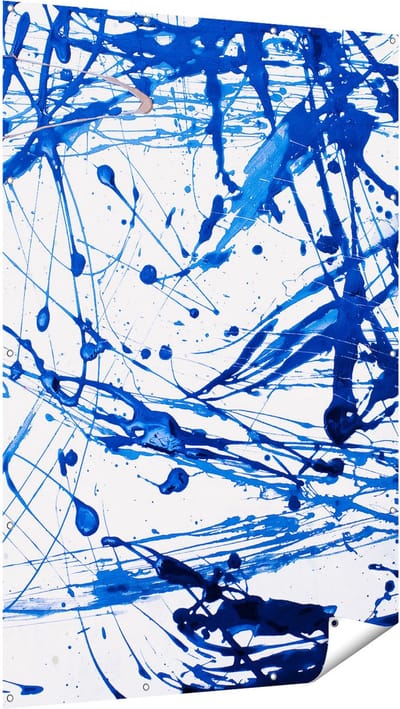 Gards Tuinposter Abstracte Kunst Blauwe Verf - 120x180 cm - Tuindoek - Tuindecoratie - Wanddecoratie buiten - Tuinschilderij