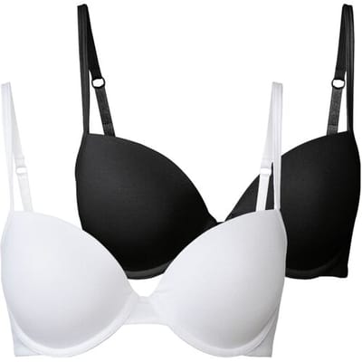 ESMARA 2 dames beugel BH's (Zwart/wit, 75B)