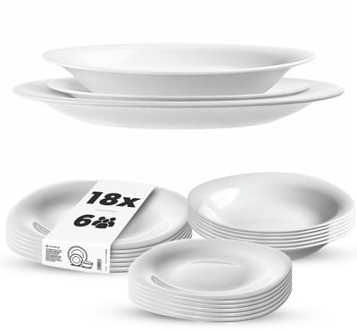 Kadax Serviesset 18 Delen Wit - 6 Personen - Vierkante Borden