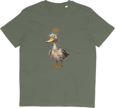 Grappig Dames Heren T Shirt - Eend - Khaki - Korte Mouw - Ronde Hals - XS