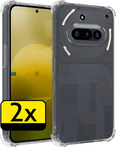 Hoesje - 2 Stuks - Geschikt voor Nothing Phone (3a) - Sterk & Shockproof - Siliconen Case - Back Cover - Telefoon Hoes Shock Proof - Telefoonhoesjes - Transparant