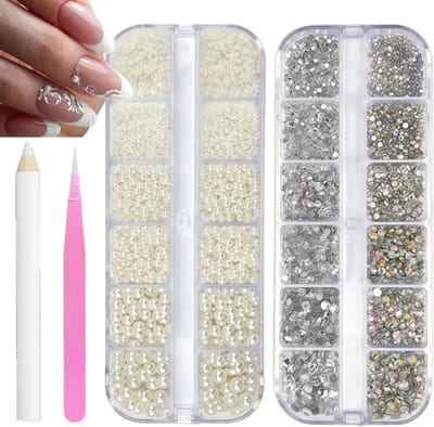 Groot Nail Art Set met 3000+ Stukken, Rhinestones, 3D Resin Vlinders en Bloemen voor Nagels, Ambachten en Telefoonhoesjes Decoratie