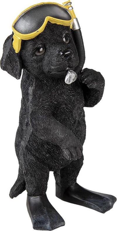 Clayre & Eef Beeld Hond 11x11x23 cm Zwart Kunststof