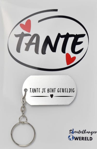 Tante je bent geweldig Sleutelhanger inclusief kaart - tante cadeau - cadeaupakket - verjaardag - Leuk kado voor je tante om te geven - 2.9 x 5.4CM