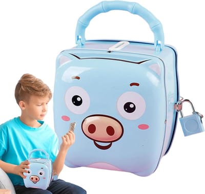 Kinder spaarpot - Geld kluisje - Geld leren sparen - Met sleutel slot - 13 x 10 x 12 cm