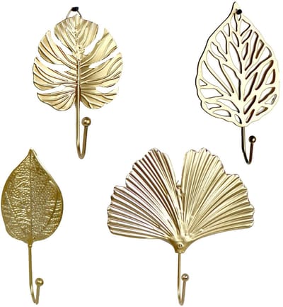 Dailygoods- Wandhouder Bladvorm - 4 Stuks - Stevig/IJzer - Wanddecoratie - Thuisopslag - Uniek Ontwerp - 18,5 x 10 cm - Wandhaak