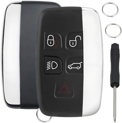 Dailygoods- Sleutelhoes Antidiefstal - Autosleutel Hoesje - Sleutelhoes Behuizing - Sleutelhoesje Leer - Compatibel met Land Rover/Jaguar - Geschikt voor 5 Toetsen
