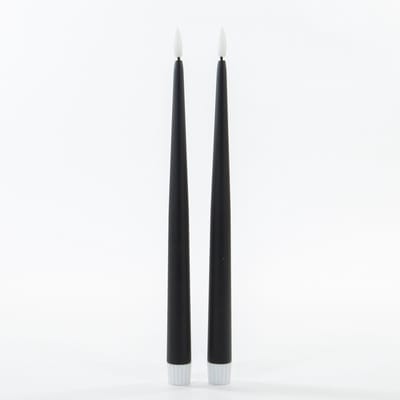 Anna's Collection LED dinerkaarsen - zwart - 2x st - 30 cm - 3D vlam