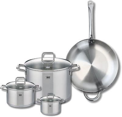 Set van 1 Koekenpan 32 cm en 3 kookpotten 12, 16 en 26 cm Elo Profi Citrin