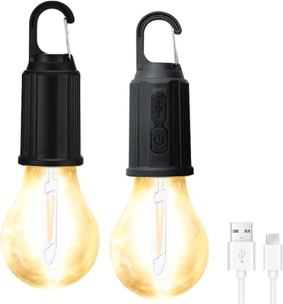 Solidchoice - 2 Stuks Oplaadbare Campinglampen met Haken