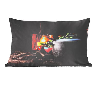 Sierkussens - Kussentjes Woonkamer - 60x40 cm - Rustiek - Stilleven - Pan - Groente