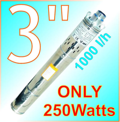 Bronpomp 3 inch - Dompelpomp waterpomp - Watervoorziening huis - Roestvrijstalen behuizing - 250 Watt 1020 L/H