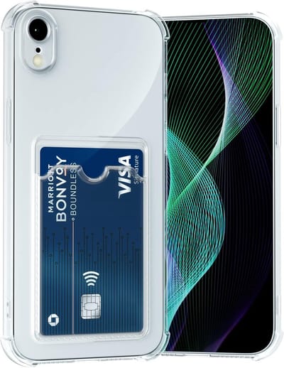 Telefoonhoesje Anti-Shock Pasjeshouder Geschikt voor Apple iPhone XR met Camera bescherming - Ruimte voor pasje - TPU Silicone - FuturiQ - Transparant