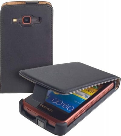 Lelycase Zwart Eco Leather Flip case Samsung Galaxy Xcase S5690 hoesje