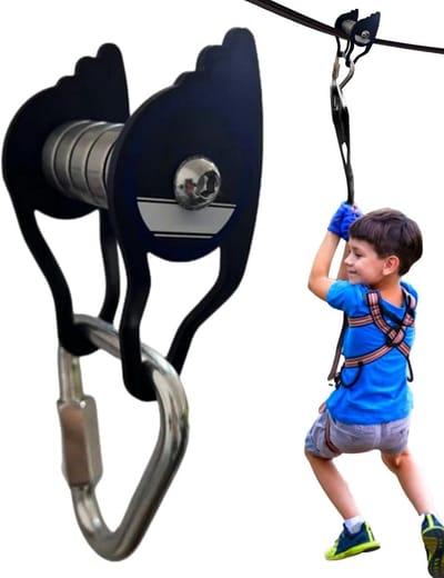 Zipline Set - Kabelbaan Kinderen - Tuin Avontuur - Stalen Katrol 6 Rollen - Hoge Belasting - Blauw