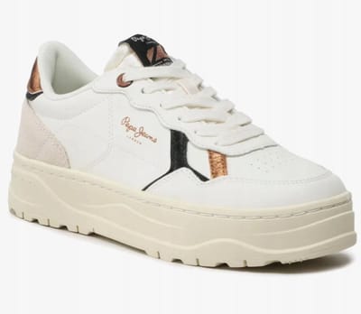 Pepe Jeans Serie - Witte Leren Sneakers - Dikke Zool - Maat 40 - Dames