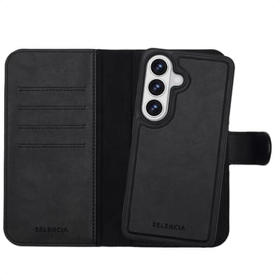 Selencia Hoesje - Geschikt voor Samsung Galaxy S26 - Olyn Uitneembare Bookcase met Magnetische Ring - Zwart