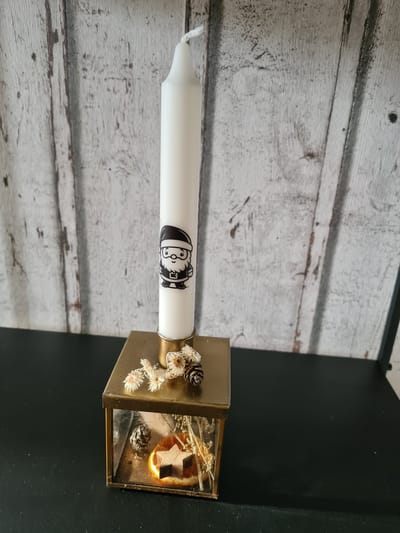 kandelaar vierkant met droogbloemen