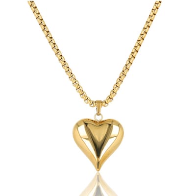 My Bendel - Lange Goudkleurige Ketting met 17 Mm Harten Bedel - Ketting met Hart Hanger • Goudkleurig - met Luxe Cadeauverpakking | Sieraden Voor Dames
