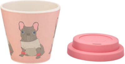 Quy Cup - 90ml Ecologische Reis Beker - Espressobeker “Break Dance” met Roze Siliconen deksel