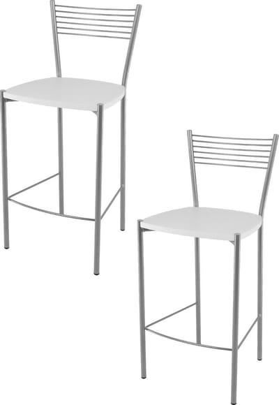 Tommychairs Elegance - Eetkamerstoelen - Set van 2 - Aluminium & Wit - Hout