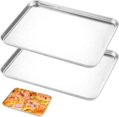 2x Rechthoekige RVS Bakplaten voor Oven en Serveren - Hittebestendig