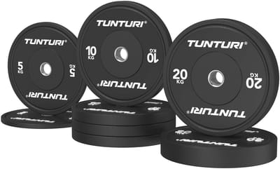 Tunturi Platinum bumperplates - Halter gewichten - Halterschijven - Set 90kg - Zwart