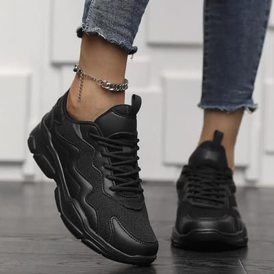 Sneakers Damesschoenen Dames lichtgewicht mesh ademend veelzijdig casual schoenen zwarte sneakers voor heren en dames 42 zwart