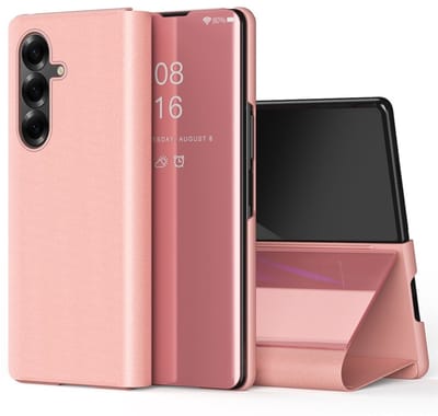 Lunso Geschikt voor Samsung Galaxy Z Fold 7 - Window view cover hoes - Rose Goud