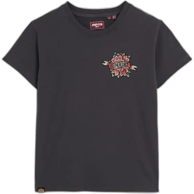 Superdry - Tattoo Rhinestone getailleerd T-shirt - Dames - T-shirts