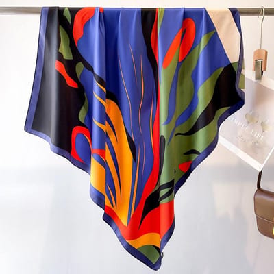 Mode 90X90Cm Haar Sjaal Scarf Ontwerp Keper Zijde Vierkante Foulard Vrouw Zomer Zonwering Wikkel Bandana Hijab Accessoires black