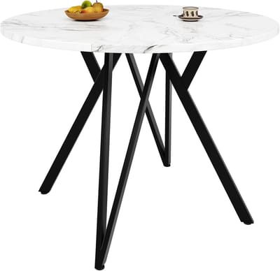 Ronde Eettafel - Moderne Keukentafel - Eten Vergaderen - Verstelbare Poten - 100 Cm Diameter - Zwart