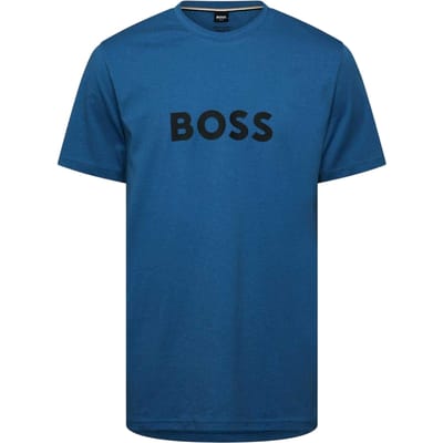 Boss Heren T-shirt katoen met logo (Helder Blauw)